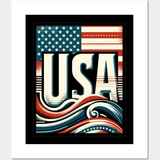 Usa flag vintage Posters and Art